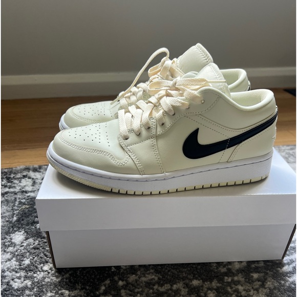 Worn ONE time. Women’s Air Jordan 1 Low. Size 8. Coconut Milk Color. Truly new! - Picture 1 of 5
